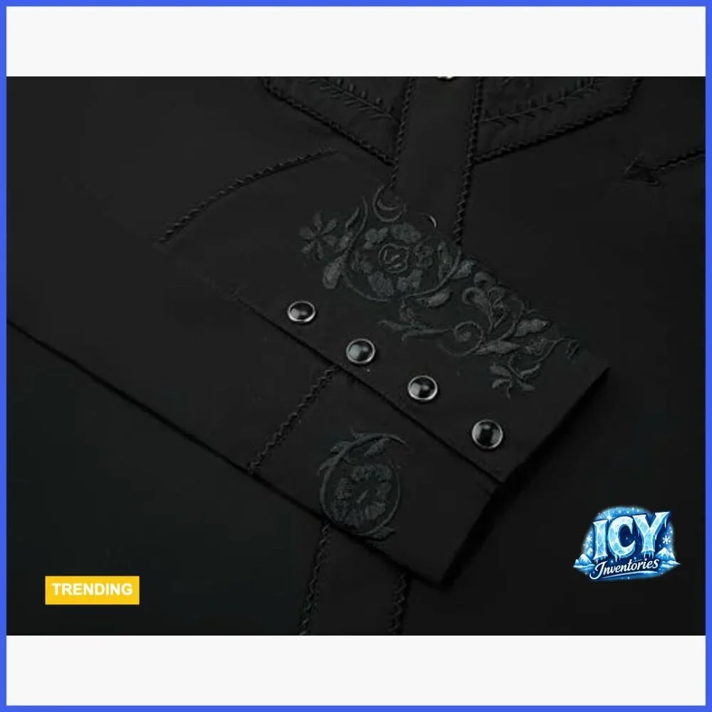 Western Embroidered Cowboy Shirt, Casual Button Down Long Sleeve